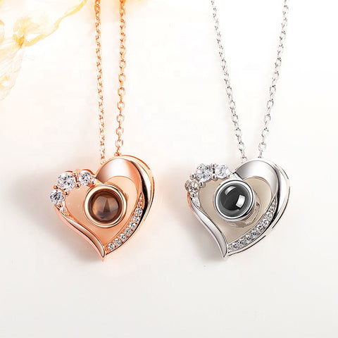 I Love You Necklace (Heart) - Secret Message in 100 Languages